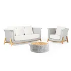 Havebord i teaktræ og reb - Arjuna Viadurini