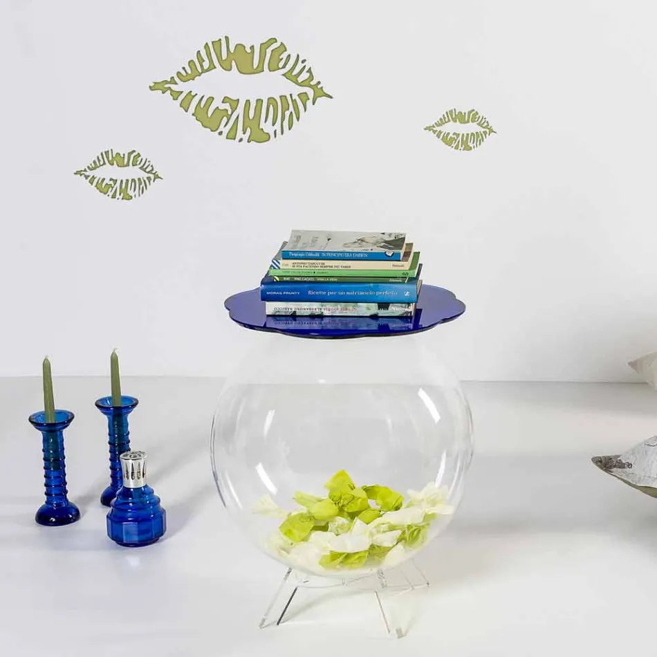 Sofabord / runde blå container Biffy, moderne design lavet i Italien Viadurini