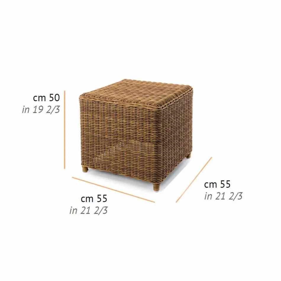 Sidebord med høj have i vævet syntetisk rotting - Yves Viadurini