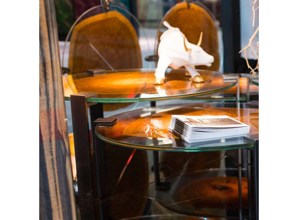 Sofabord Lav kaffe med design glas og træ gulv Bigo Viadurini