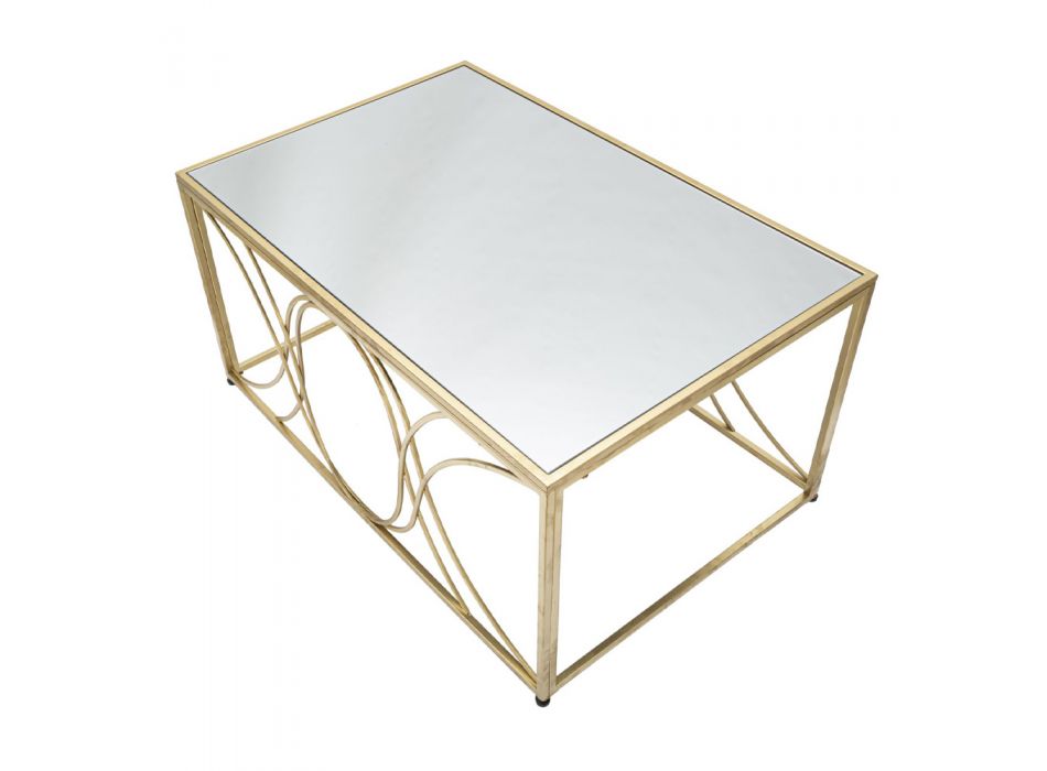 Sofabord med spejlplade og jernstruktur - Emilia Viadurini