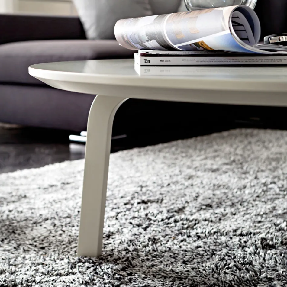 Sofabord med rund top i lakeret mdf fremstillet i Italien - Tobiko Viadurini