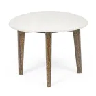Sofabord til stue i marmor og mangotræ ben - Desiderio Viadurini