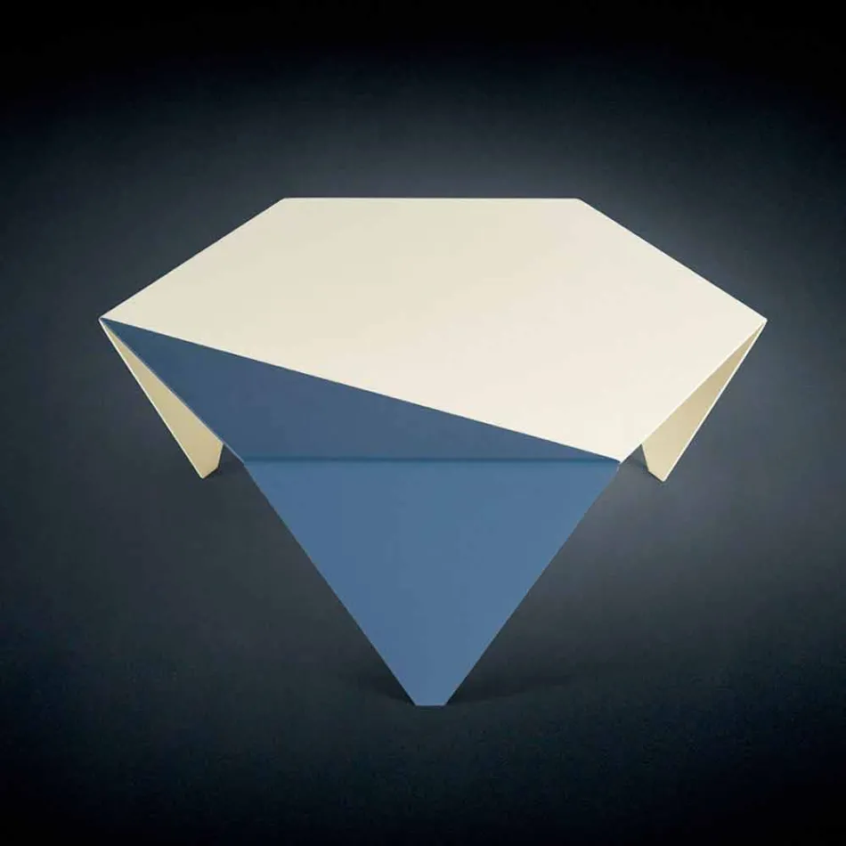 Sofabord i tofarvet metal design Kaffe laserskåret Ruche Viadurini