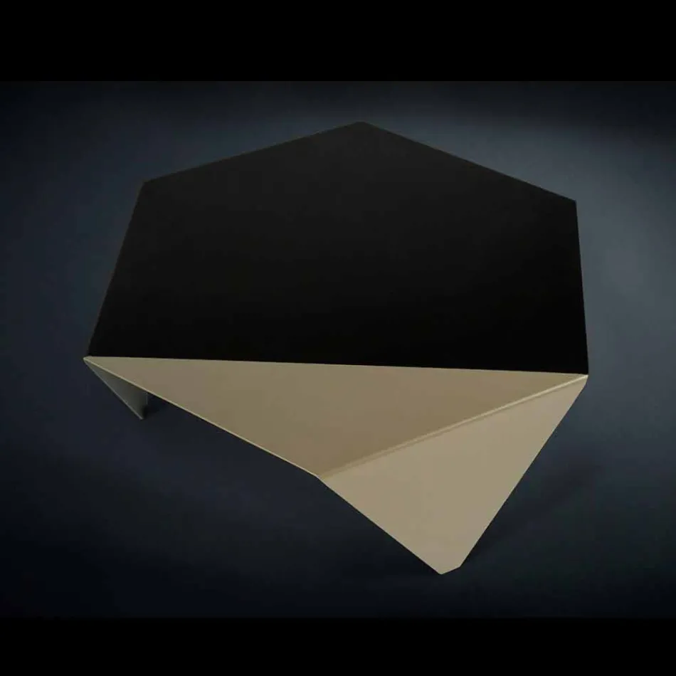 Sofabord i tofarvet metal design Kaffe laserskåret Ruche Viadurini