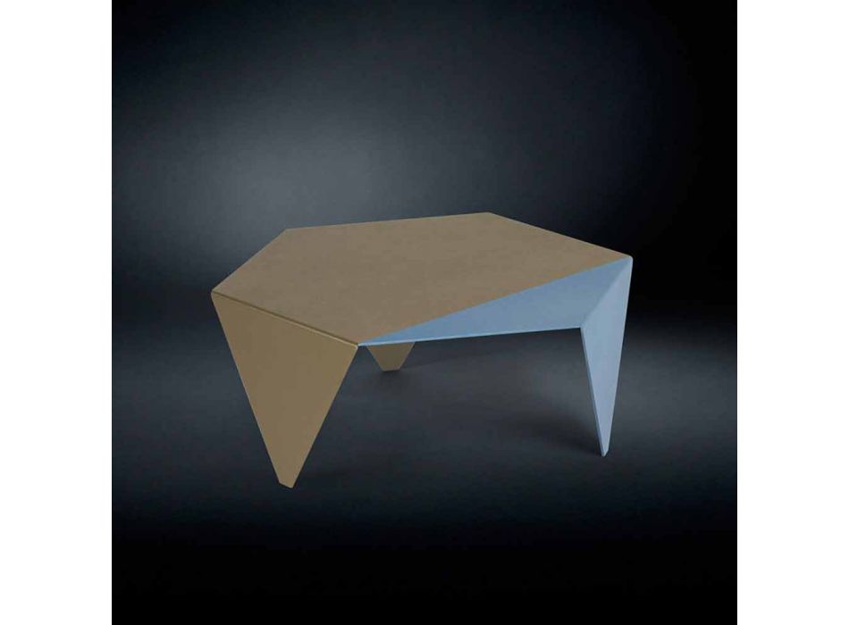 Sofabord i tofarvet metal design Kaffe laserskåret Ruche Viadurini