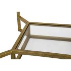 Gyldent firkantet sofabord i jern, hvid harpiks og glas - Tokyo Viadurini
