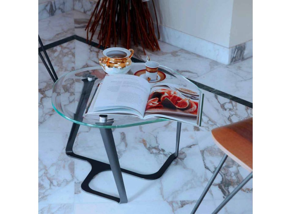 Håndlavet sofabord i glas og stål fremstillet i Italien - Marbello Viadurini