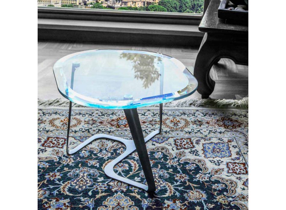 Håndlavet sofabord i glas og stål fremstillet i Italien - Marbello Viadurini
