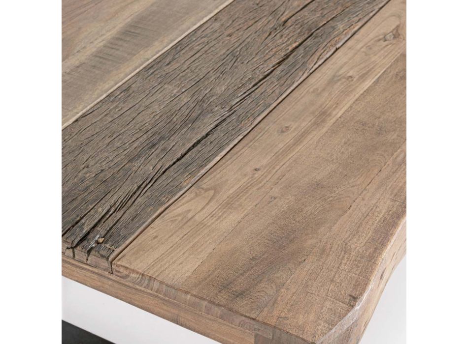 Homemotion Steel Sofabord og Acacia Wood Top - Zalma Viadurini