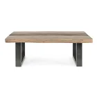 Homemotion Steel Sofabord og Acacia Wood Top - Zalma Viadurini