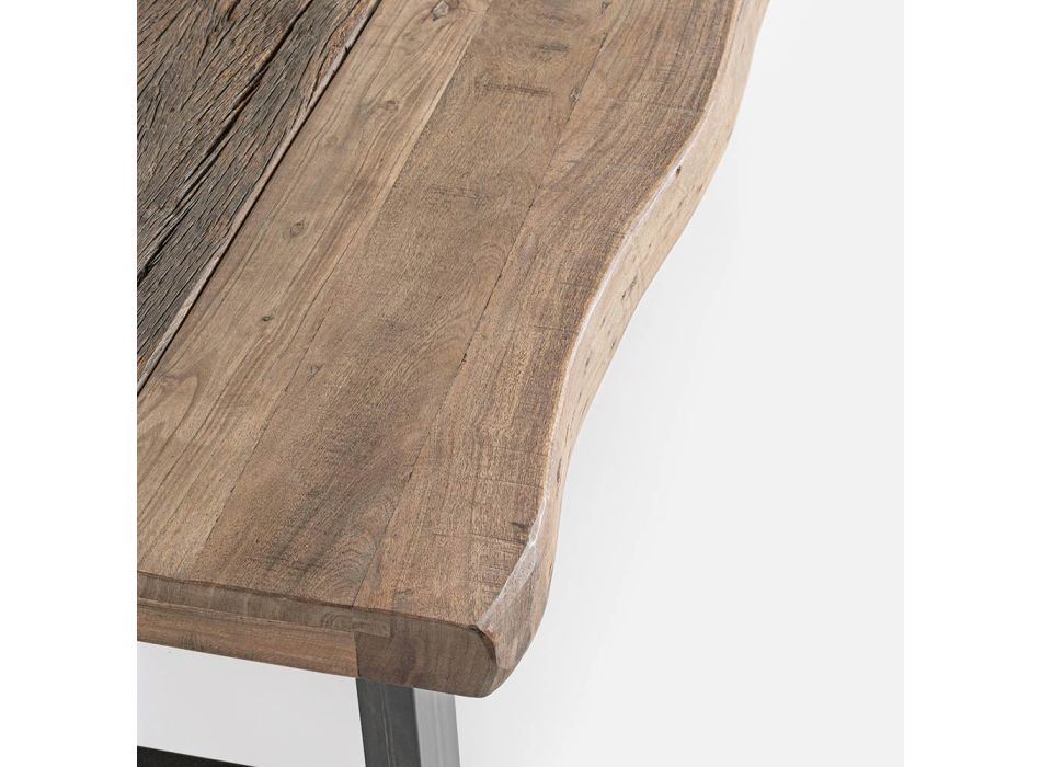 Homemotion Steel Sofabord og Acacia Wood Top - Zalma Viadurini