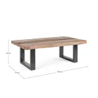 Homemotion Steel Sofabord og Acacia Wood Top - Zalma Viadurini