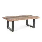 Homemotion Steel Sofabord og Acacia Wood Top - Zalma Viadurini