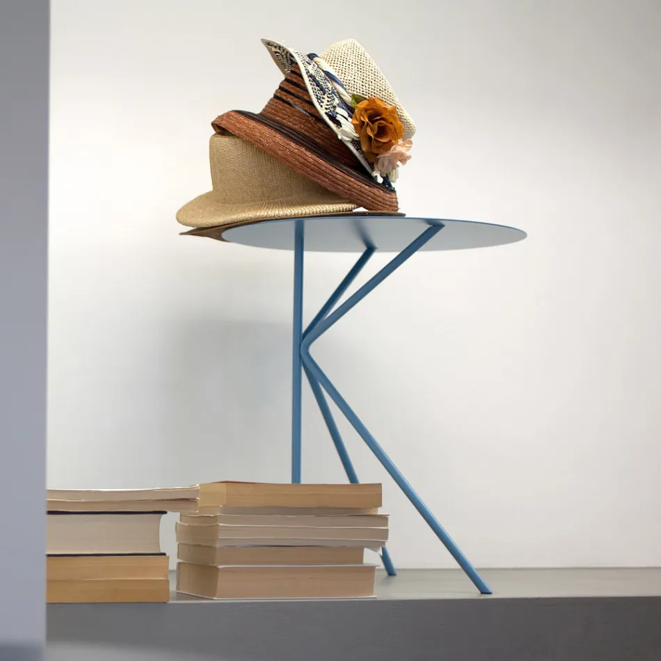 Rundt metal sofabord, design i forskellige farver og 2 størrelser - Olesya Viadurini