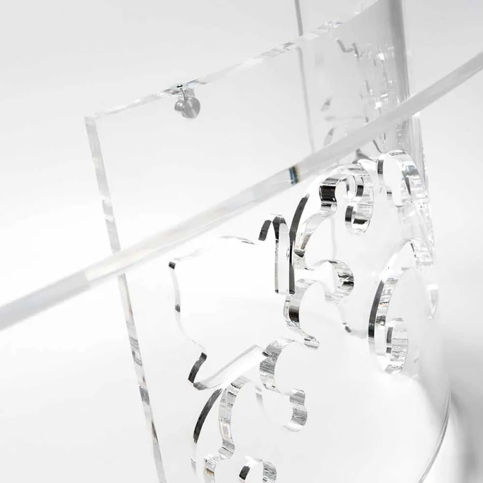 Sofabord i røget eller gennemsigtig plexiglas med dekoreret bund - Crassus Viadurini