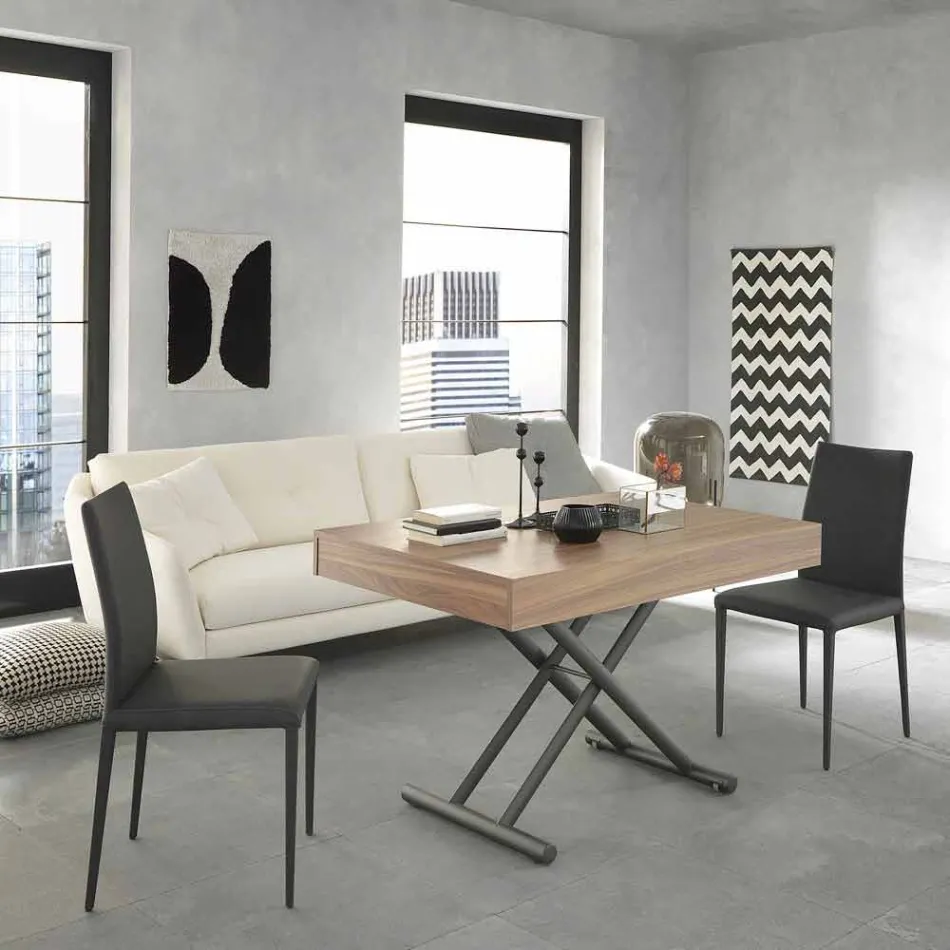 Moderne transformerbart sofabord i træ og metal fremstillet i Italien - Fabio Viadurini