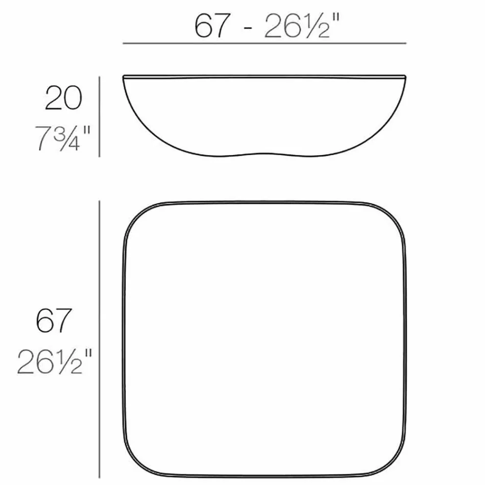 Pude Vondom udendørs sofabord, moderne design, 67x67 cm Viadurini