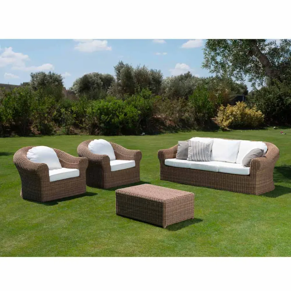 Have sofabord i vævet syntetisk rotting - Yves Viadurini