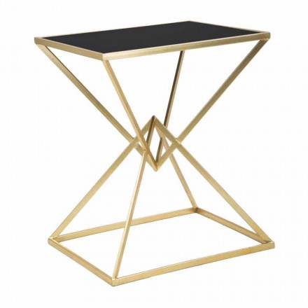 Rektangulært design sofabord i jern og glas - Rosie Viadurini