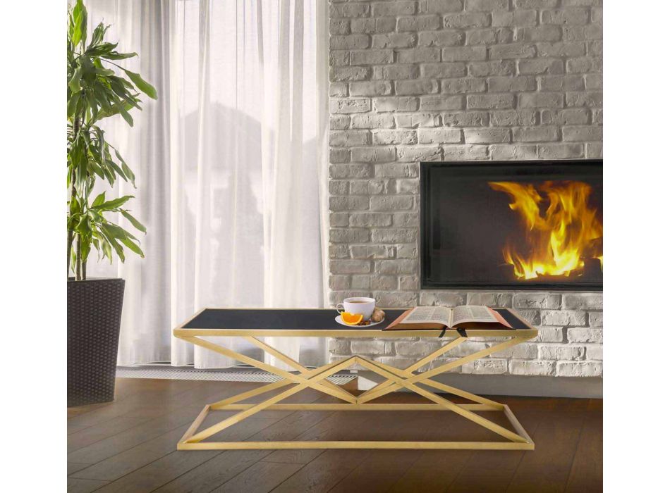Moderne design rektangulært sofabord i jern og glas - Maggie Viadurini
