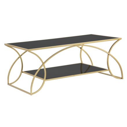 Sofabord med rektangulært jern med sort glasplade - Symbol Viadurini