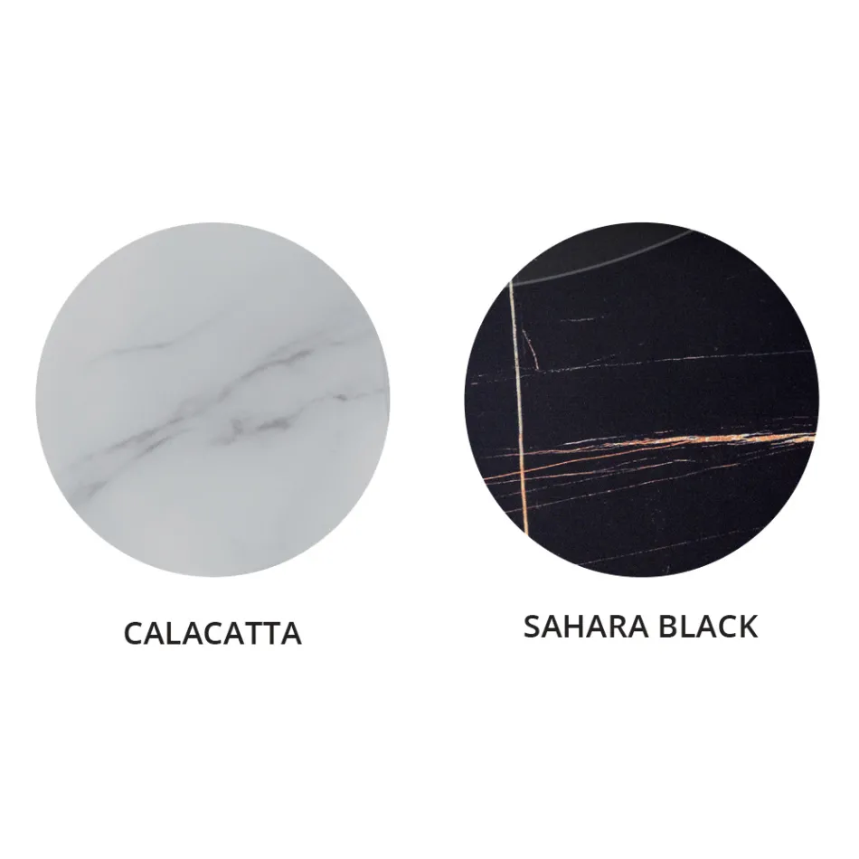 Rundt sofabord i luksus marmoreffekt metal og glas - Magali Viadurini