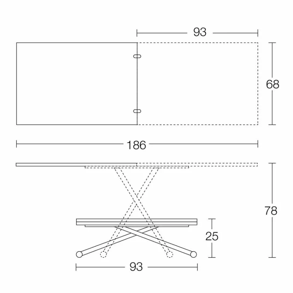 Moderne transformerbart sofabord i træ og metal fremstillet i Italien - Gabri Viadurini