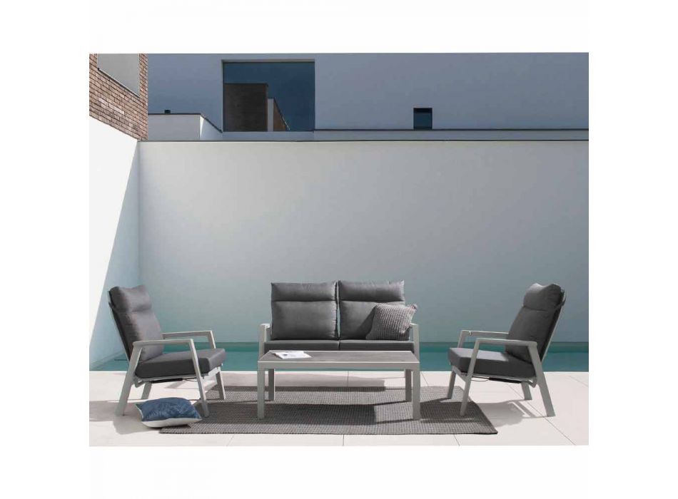 Udendørs sofabord med keramisk top og aluminiumsstruktur - blød Viadurini
