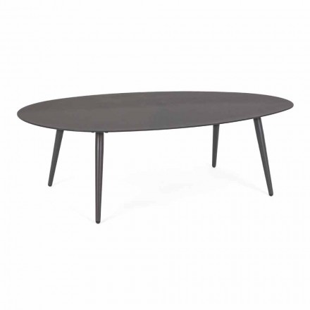 Udendørs sofabord med oval top i malet aluminium - Beyl Viadurini