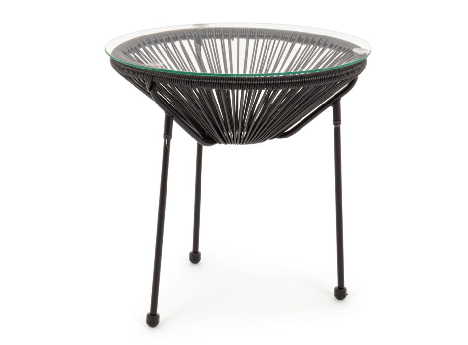 Udendørs stål sofabord med designer glasplade - Spumolizia Viadurini