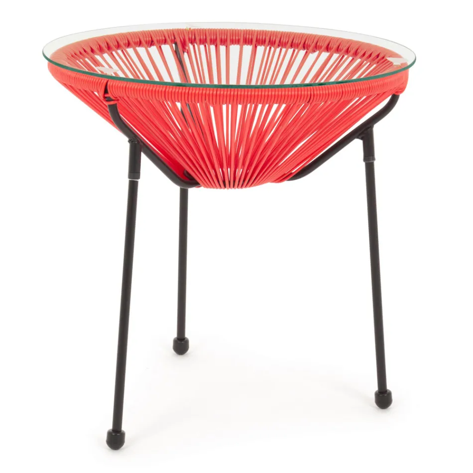 Udendørs stål sofabord med designer glasplade - Spumolizia Viadurini