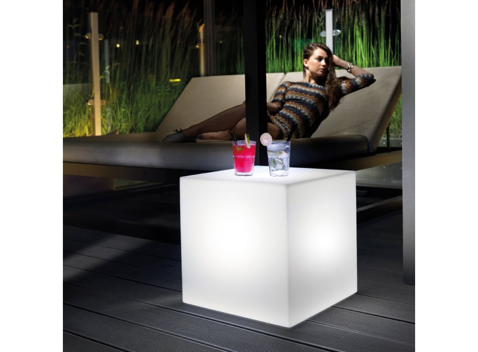 Lyst udendørs sofabord i hvid polyethylen Made in Italy - Derti Viadurini