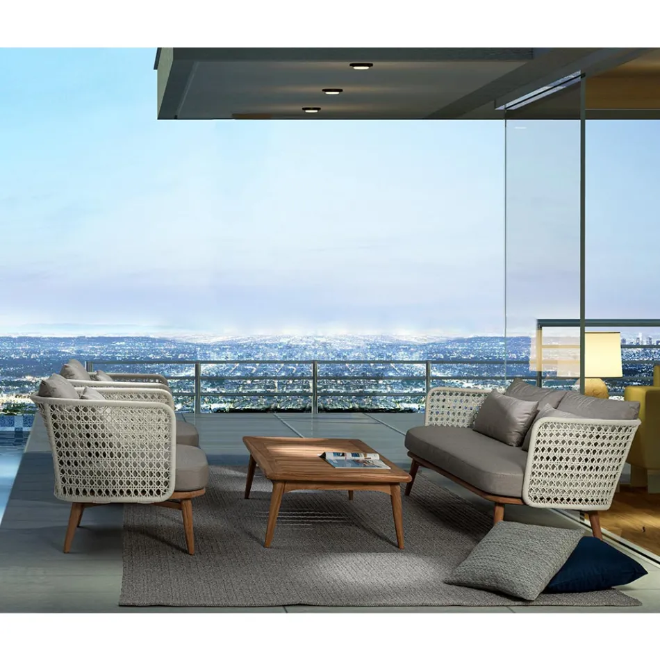 Homemotion Modern Teak Wood udendørs bord - Luanaedmea Viadurini