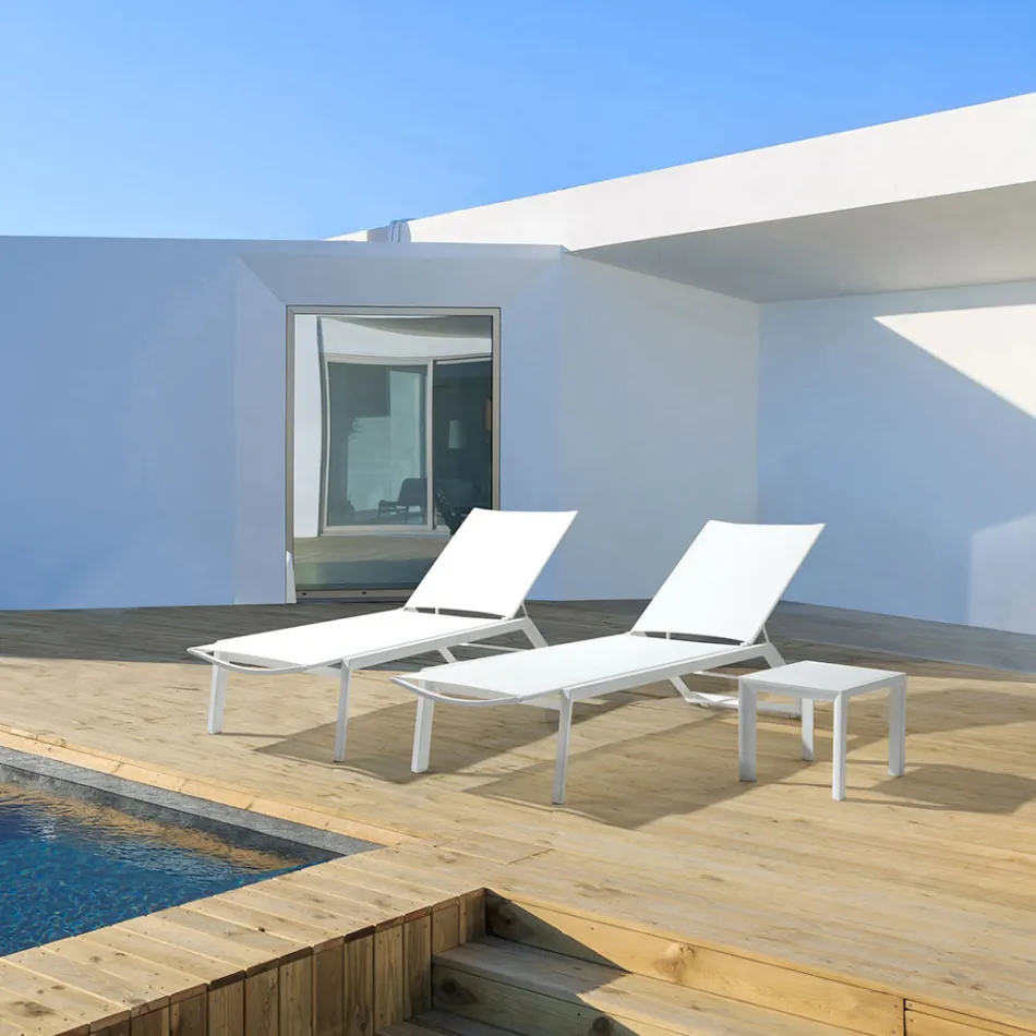 Firkantet udendørs sofabord i malet aluminium, Homemotion 2 stk - Marius Viadurini