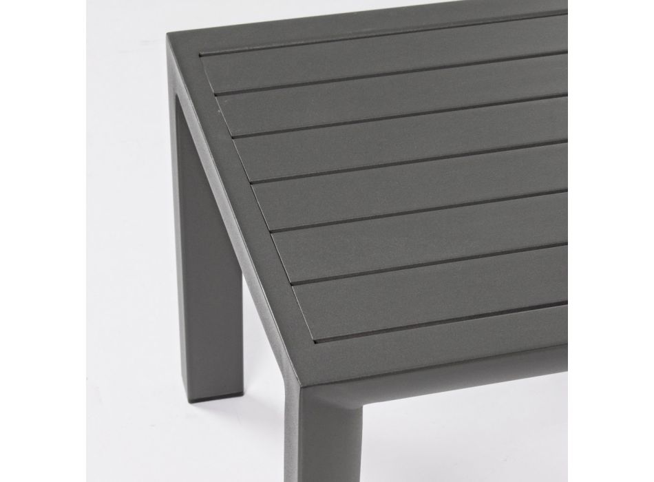 Firkantet udendørs sofabord i malet aluminium, Homemotion 2 stk - Marius Viadurini