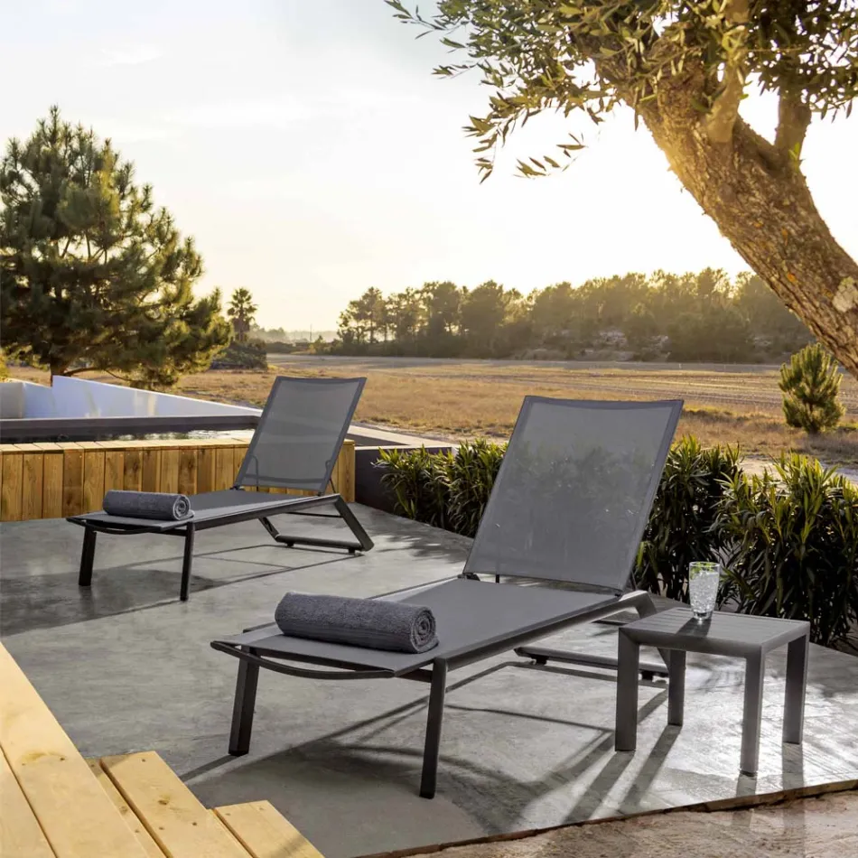 Firkantet udendørs sofabord i malet aluminium, Homemotion 2 stk - Marius Viadurini