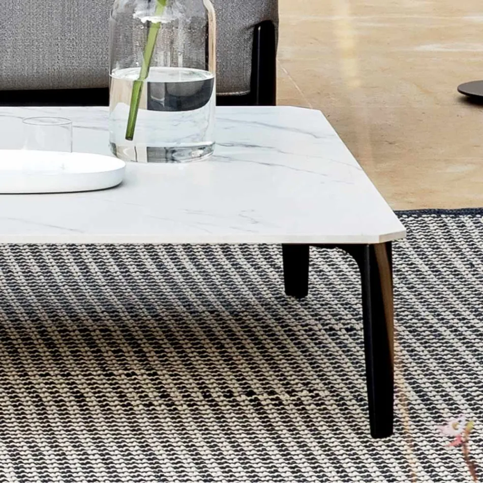 Firkantet udendørs sofabord i aluminium og højkvalitets stentøj - Filomena Viadurini