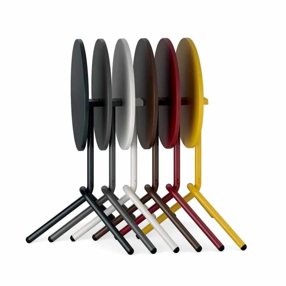 Rundt udendørs metal- og pladebord fremstillet i Italien - Alberic Viadurini