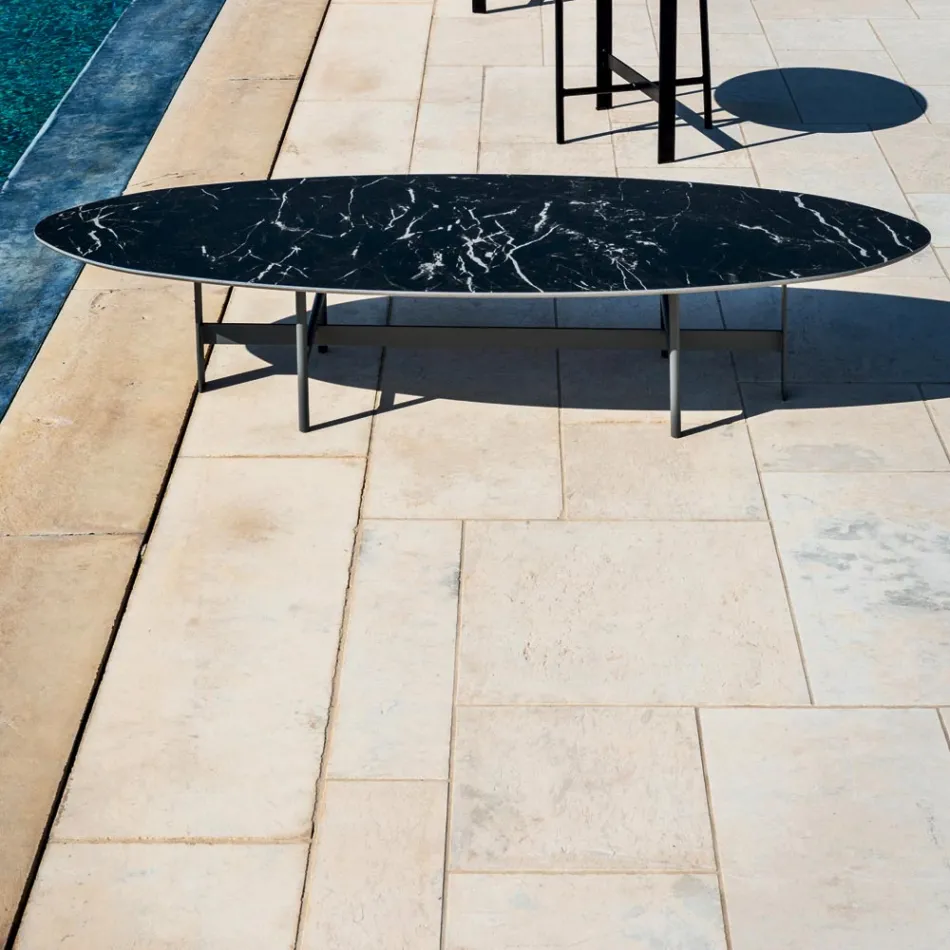 Udendørs sofabord stålkonstruktion lavet i Italien - Begynd med Myyour Viadurini