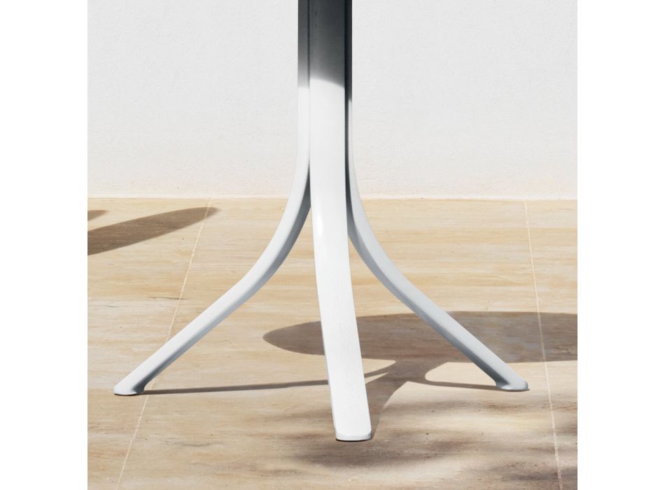 Rundt liggende udendørs sofabord med 3 ben i aluminium 2 farver - Filomena Viadurini