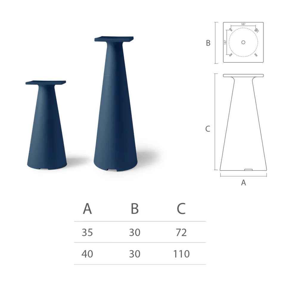 Havesofabordssokkel i polyethylen og HPL-top lavet i Italien - Lucy Viadurini