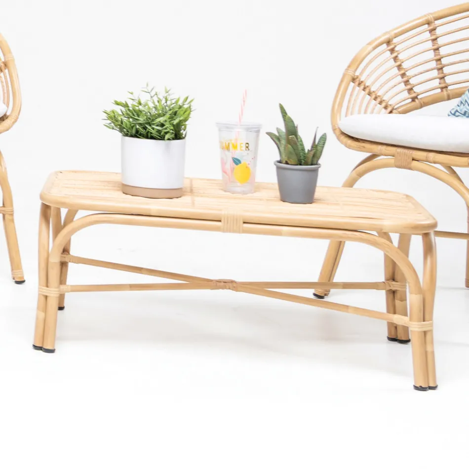 Have sofabord i aluminium og polyrattan vævning - Ellide Viadurini