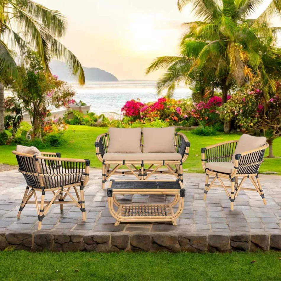 Have sofabord i håndvævet naturrattan - Catelyn Viadurini