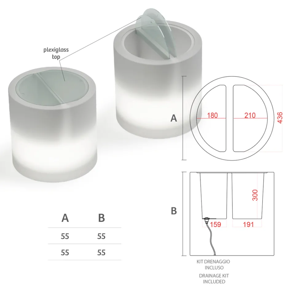 Bright Garden sofabord i hvid polyethylen Made in Italy - Trek Viadurini
