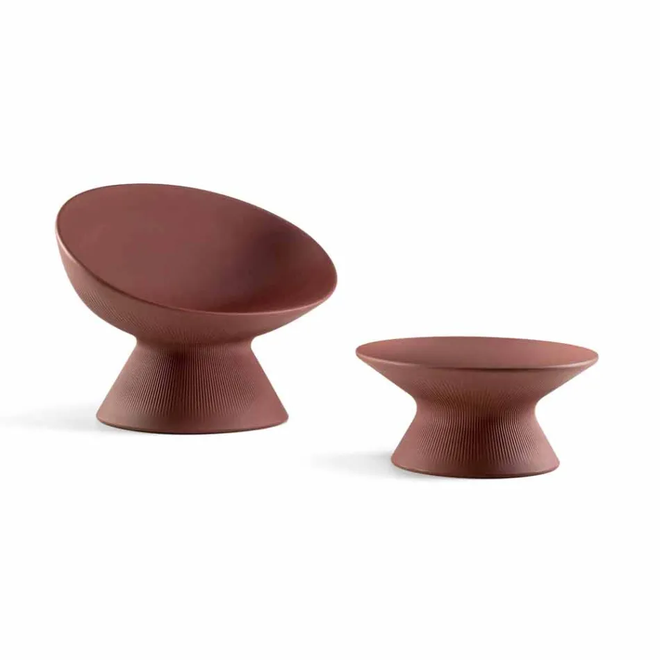 Runde haven sofabord i farvet polyethylen fremstillet i Italien - Desmond Viadurini