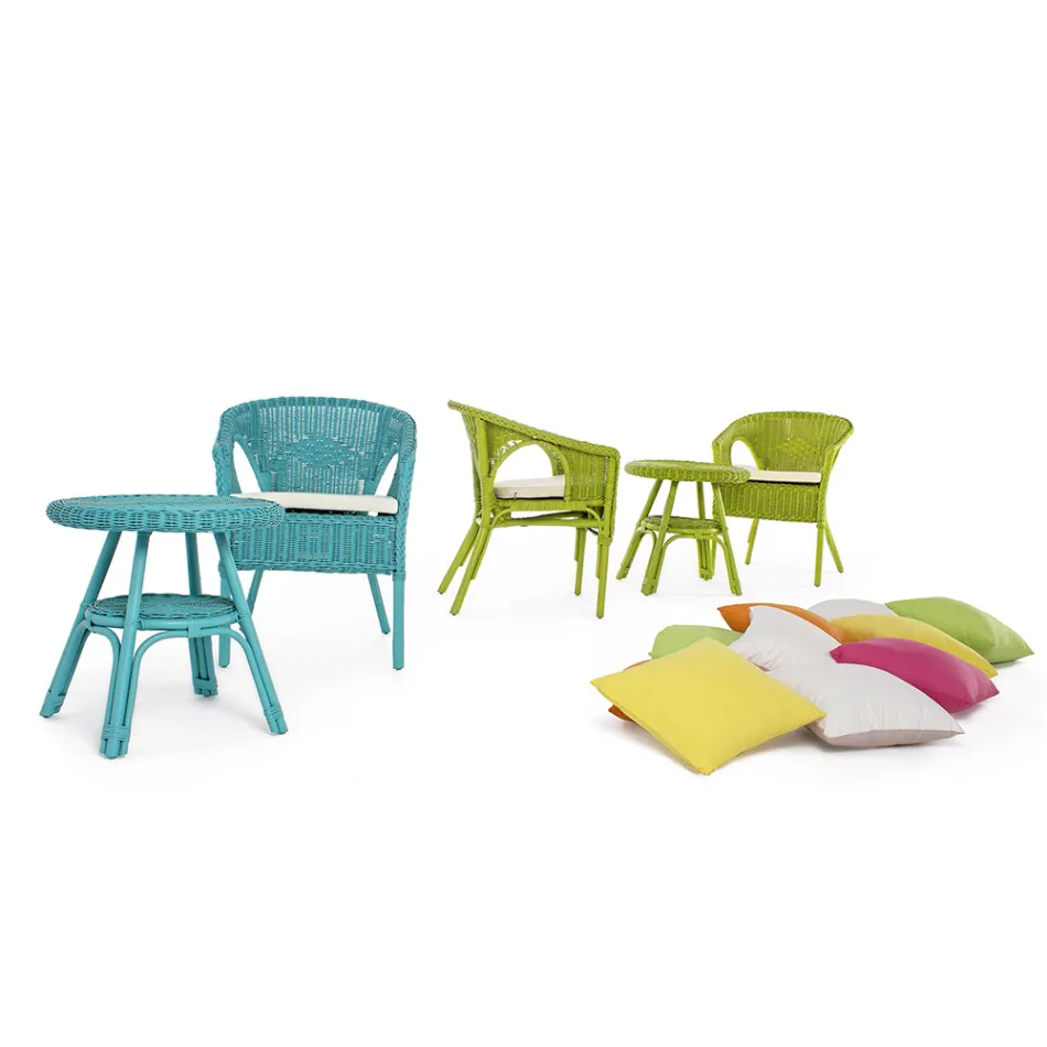 Rundt havesofabord i Designer Rattan, Diameter 52 cm - Favolizia Viadurini