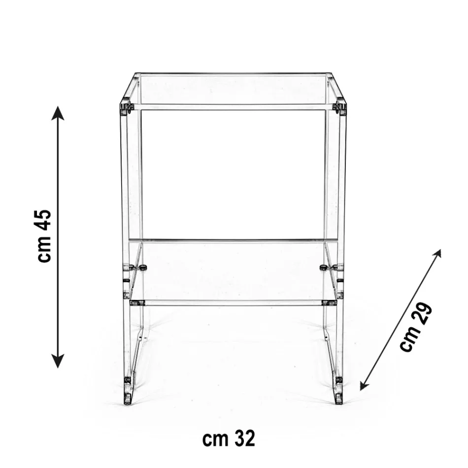 Sofabord med 1 hylde i gennemsigtigt plexiglas Fremstillet i Italien - Mulan Viadurini