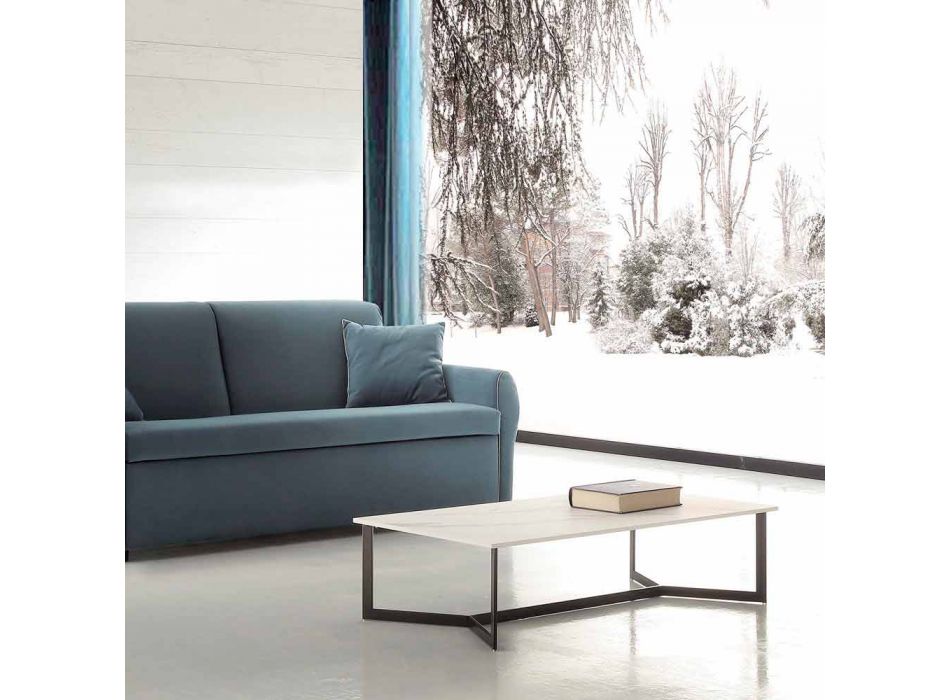 Sofabord med Hpl Top hvid marmoreffekt fremstillet i Italien - Indio Viadurini