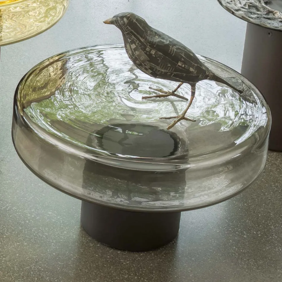 Sofabord med glasplade og metalbund Made in Italy - Batulla Viadurini